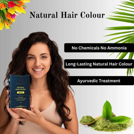 NATURAL BLACK HAIR COLOUR ( NO AMMONIA, PREMIUM QUALITY, LASTS 3-4 WEEKS)